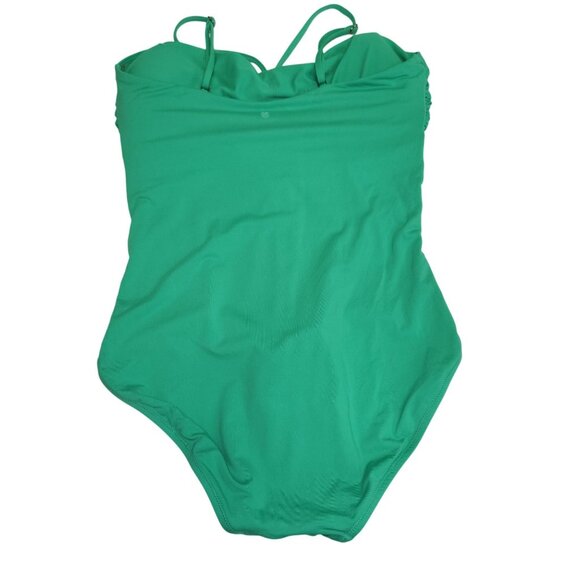 CALIA Size 12 Shirred Cutout One Piece Swimsuit Green Glow 50+ UV Lycra 3533 - Picture 2 of 8